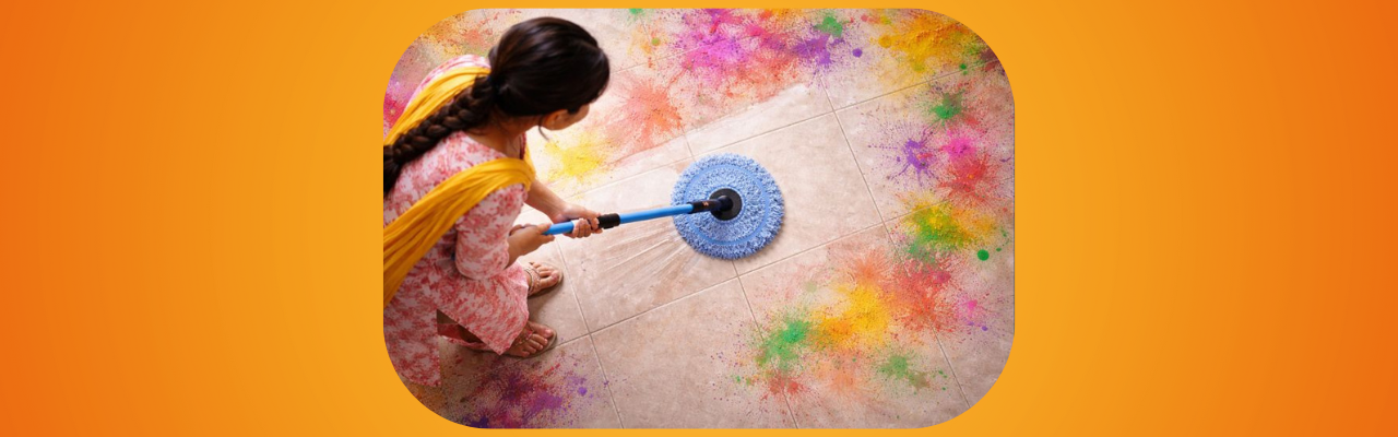 How to Clean Wet and Sticky Floors After Holi